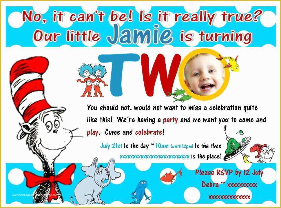 2nd Birthday Invitations Templates Free Of Dr Seuss Birthday Invitations Ideas – Free Printable