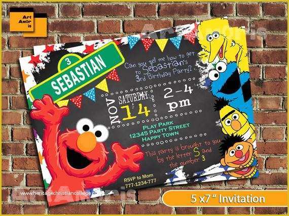 2nd Birthday Invitations Templates Free Of Elmo Invitation Elmo Birthday Invitation Sesame Street