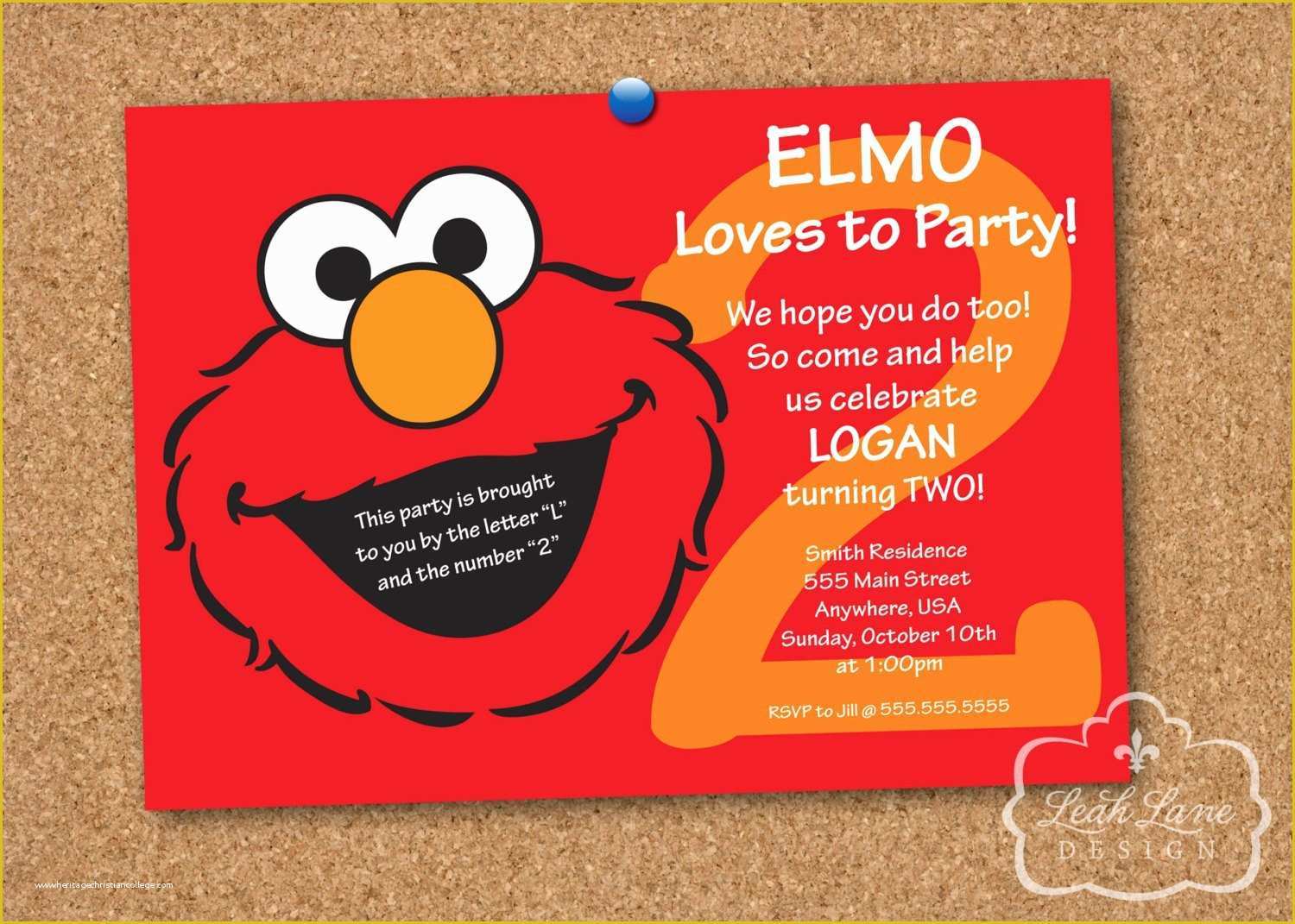 2nd Birthday Invitations Templates Free Of Elmo Sesame Street Birthday Party Personalized Printable