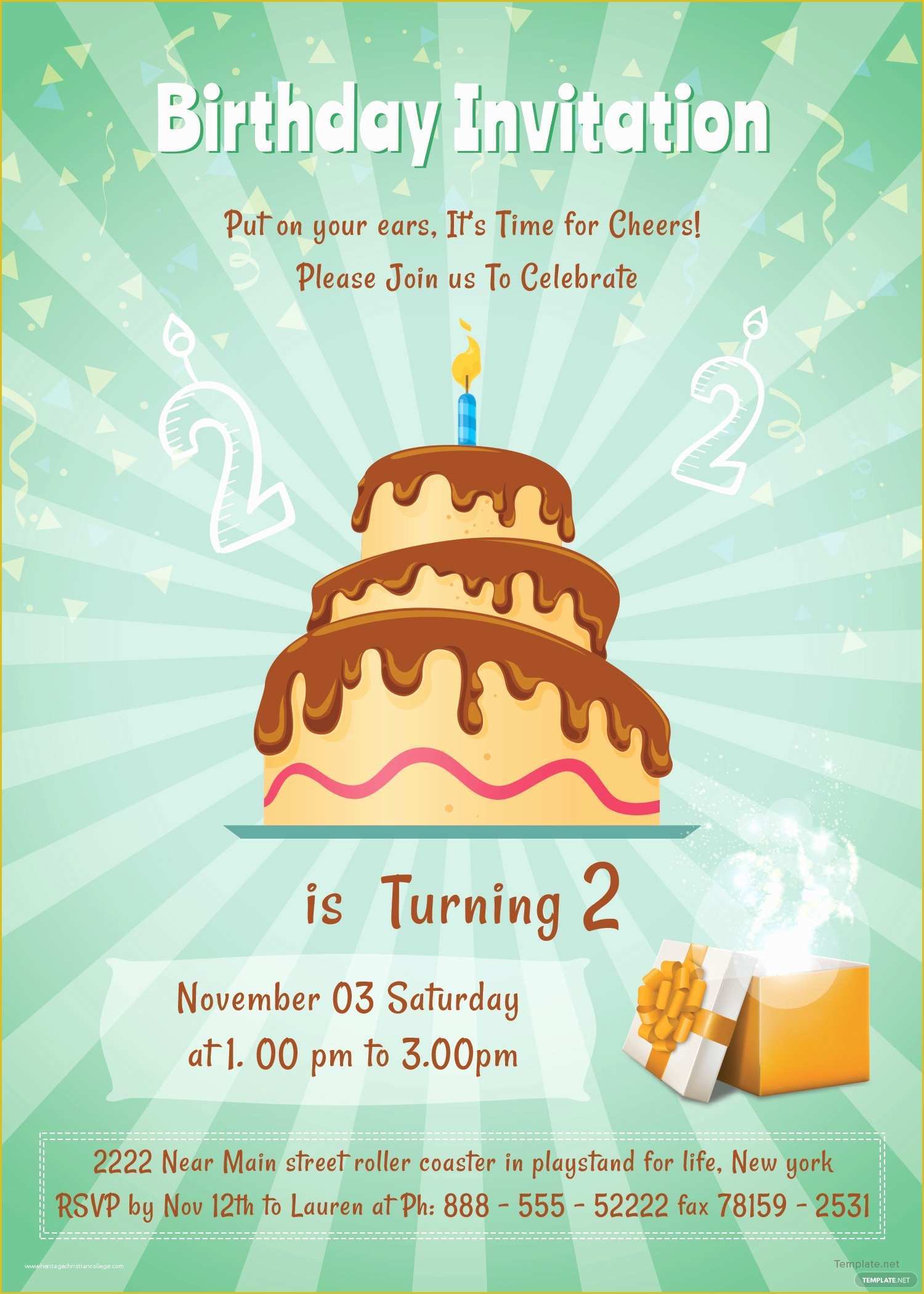 2nd Birthday Invitations Templates Free Of Free 2nd Birthday Invitation Template In Adobe Shop