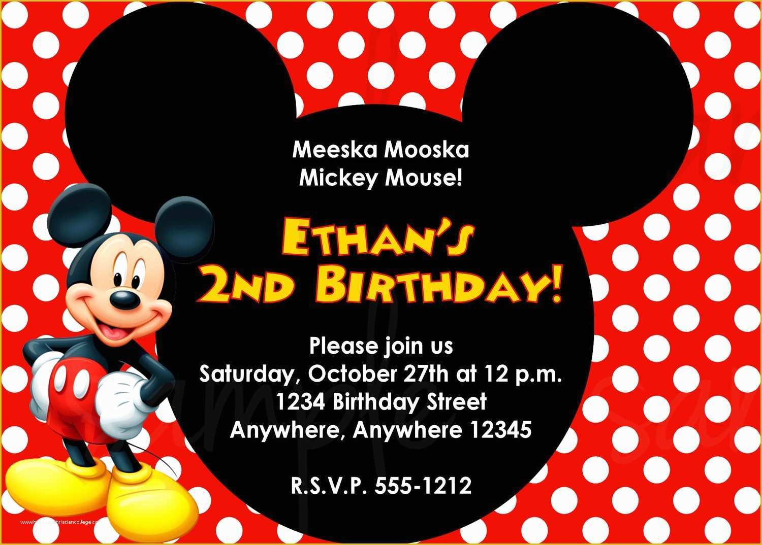 2nd Birthday Invitations Templates Free Of Mickey Mouse Birthday Invitation