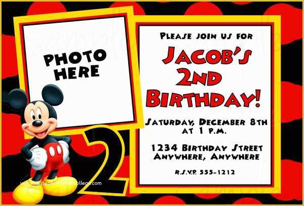 2nd Birthday Invitations Templates Free Of Mickey Mouse Invitation Templates – 26 Free Psd Vector