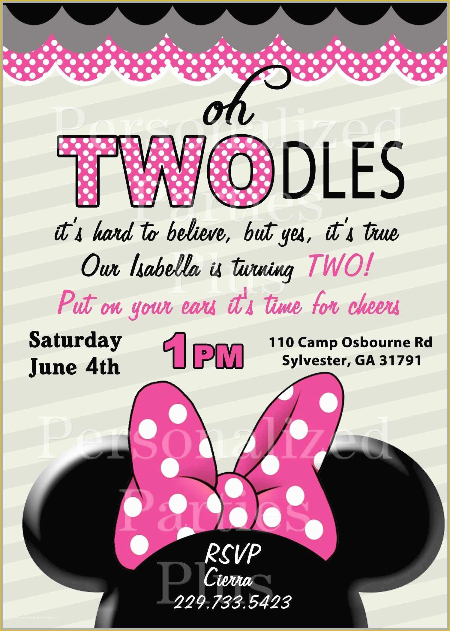 2nd Birthday Invitations Templates Free Of Minnie Mouse 2nd Birthday Invitations Template Amazing