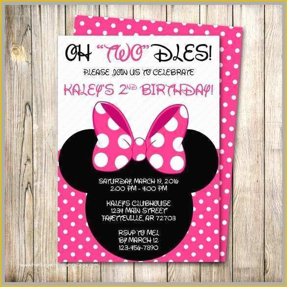 2nd Birthday Invitations Templates Free Of Minnie Mouse 2nd Birthday Invitations Template Amazing
