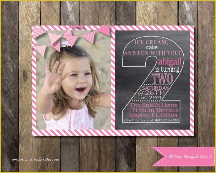 2nd Birthday Invitations Templates Free Of Printable Chalkboard Second Birthday Invitation Template