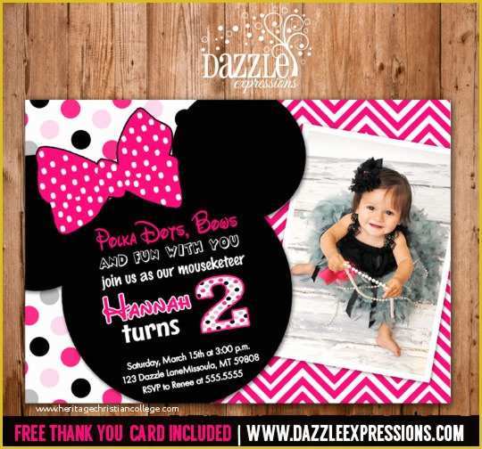 2nd Birthday Invitations Templates Free Of Printable Minnie Mouse Birthday Invitation Girls First