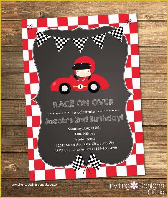 2nd Birthday Invitations Templates Free Of Race Car Birthday Invitation Boy Birthday Second Birthday