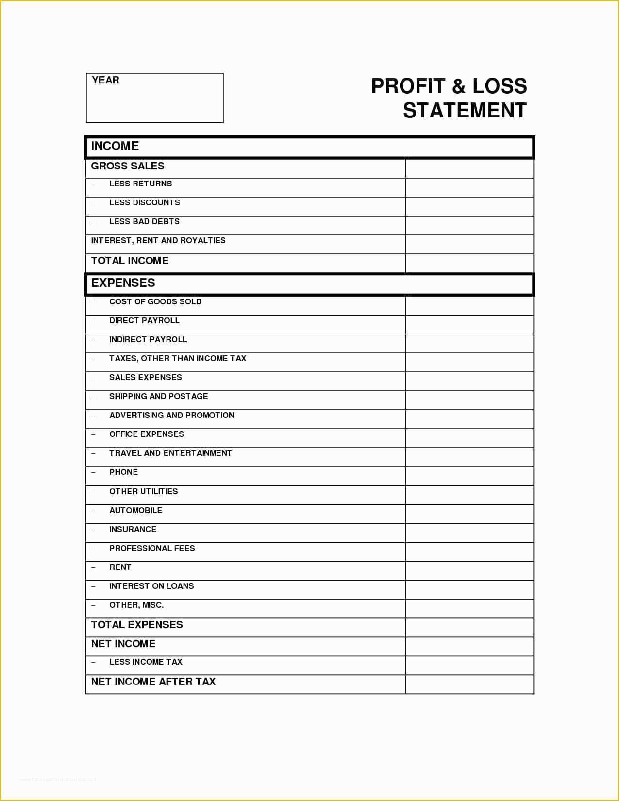 3 Month Profit and Loss Statement Template Free Of 3 Month Profit and Loss Statement Template Free with