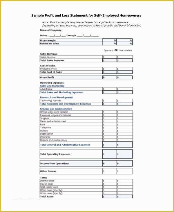 3 Month Profit and Loss Statement Template Free Of Sample Profit and Loss Statement for Rental Property form