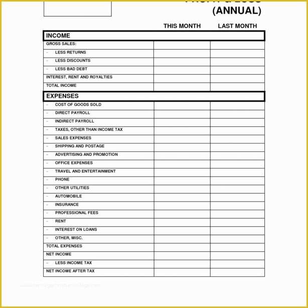 3 Month Profit and Loss Statement Template Free Of Simple Monthly Profit and Loss Statement Template