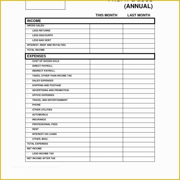 3 Month Profit and Loss Statement Template Free Of Simple Monthly Profit and Loss Statement Template