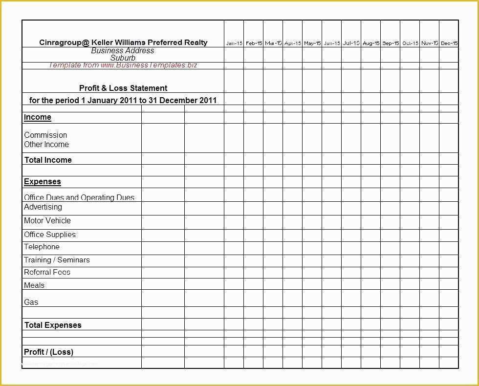 3 Month Profit and Loss Statement Template Free Of Small Business Profit and Loss Statement Template In E