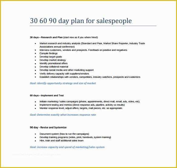 30 60 90 Day Sales Plan Template Free Sample Of 14 Sample 30 60 90 Day Plan Templates Word Pdf