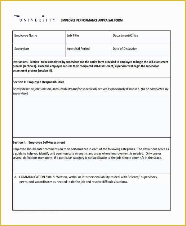 360 Degree Performance Appraisal Template Free Of 26 Performance Appraisal form format