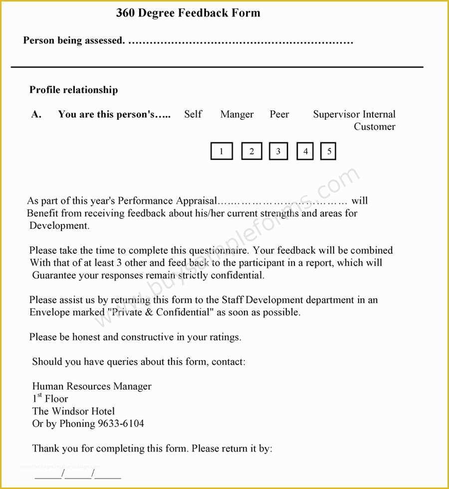 360 Degree Performance Appraisal Template Free Of 360 Degree Feedback form