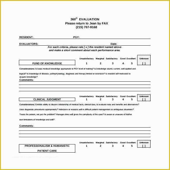 360 Degree Performance Appraisal Template Free Of 360 Performance Evaluation Template Employee Self Review