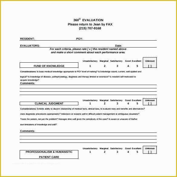 360 Degree Performance Appraisal Template Free Of 360 Performance Evaluation Template Employee Self Review