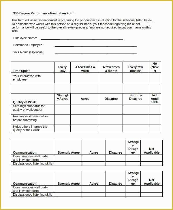 360 Degree Performance Appraisal Template Free Of 360 Performance Evaluation Template New 30 Elegant 360