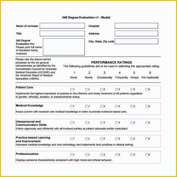 360 Degree Performance Appraisal Template Free Of Sample 360 Evaluation 9 Documents In Pdf