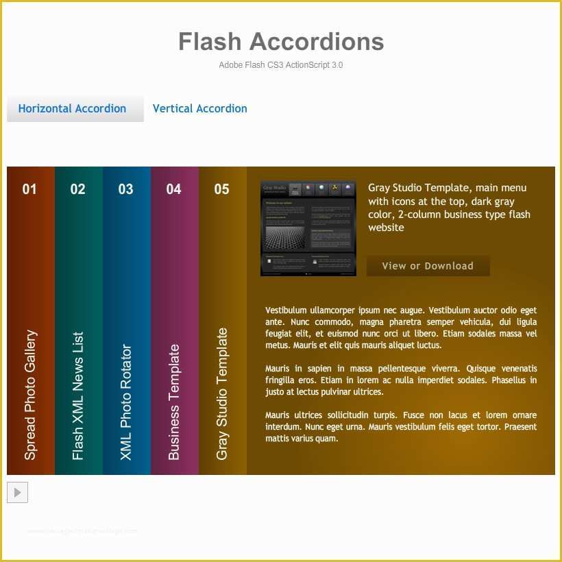 3d Flash Website Templates Free Download Of Flash Template 187 Accordion