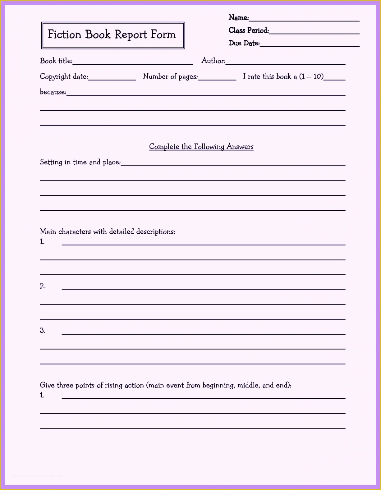 3rd Grade Book Report Template Free Of 1st 2nd 3rd 4th 5th Grade Book Report Template