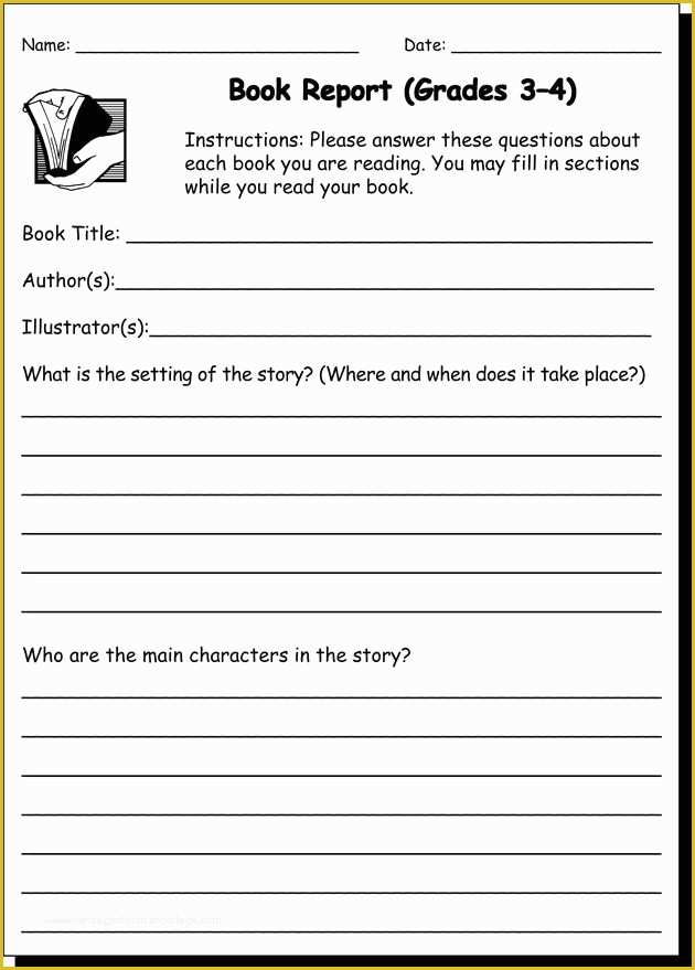 3rd Grade Book Report Template Free Of Book Report 3 & 4 Practice Writing Worksheet for 3rd and