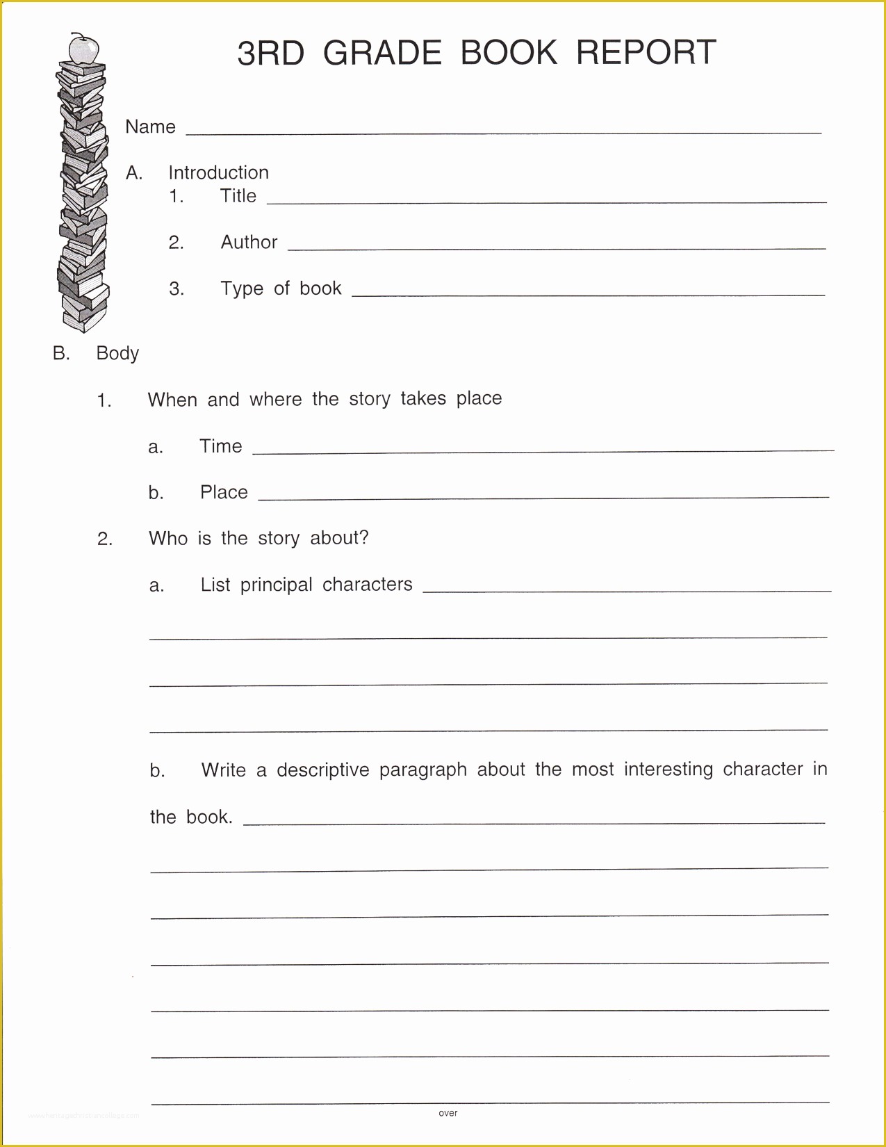3rd Grade Book Report Template Free Of Book Report Outline