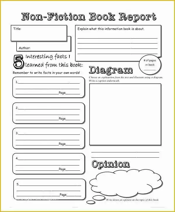 book reports for 3rd graders template