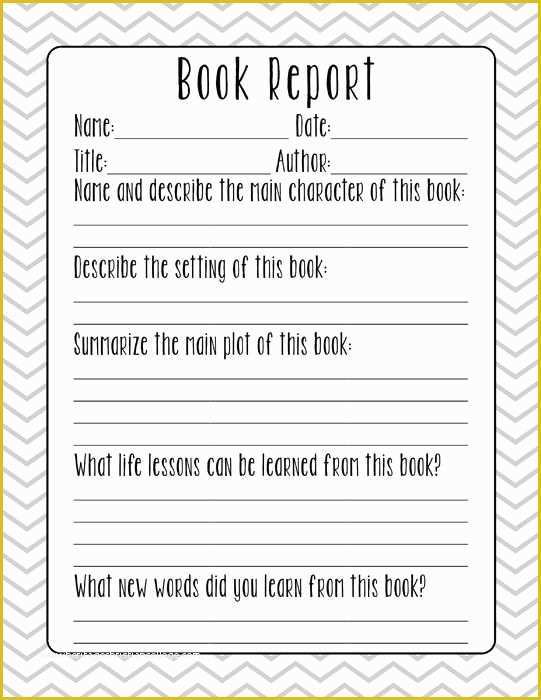 3rd grade book report free printable