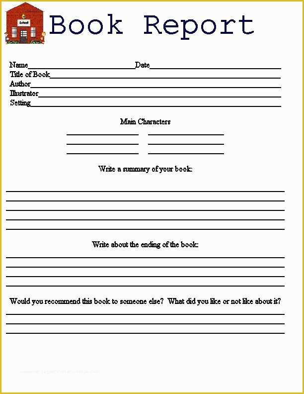 Book Report Template 3rd Grade