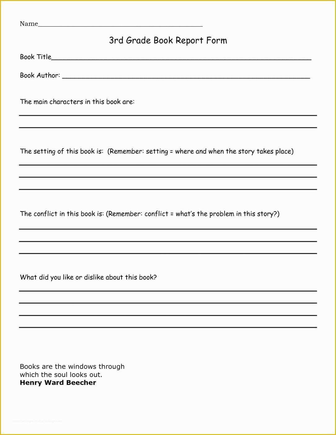 3rd Grade Book Report Template Free Of Third Grade Book Report Template