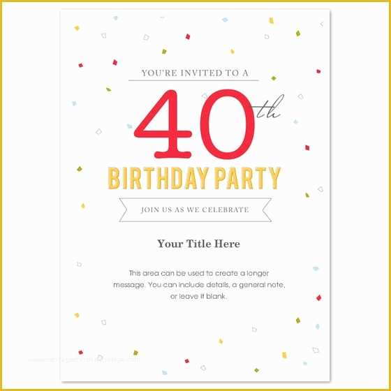 40th Birthday Invitation Templates Free Printable Of 40th Birthday Invitation Template Word