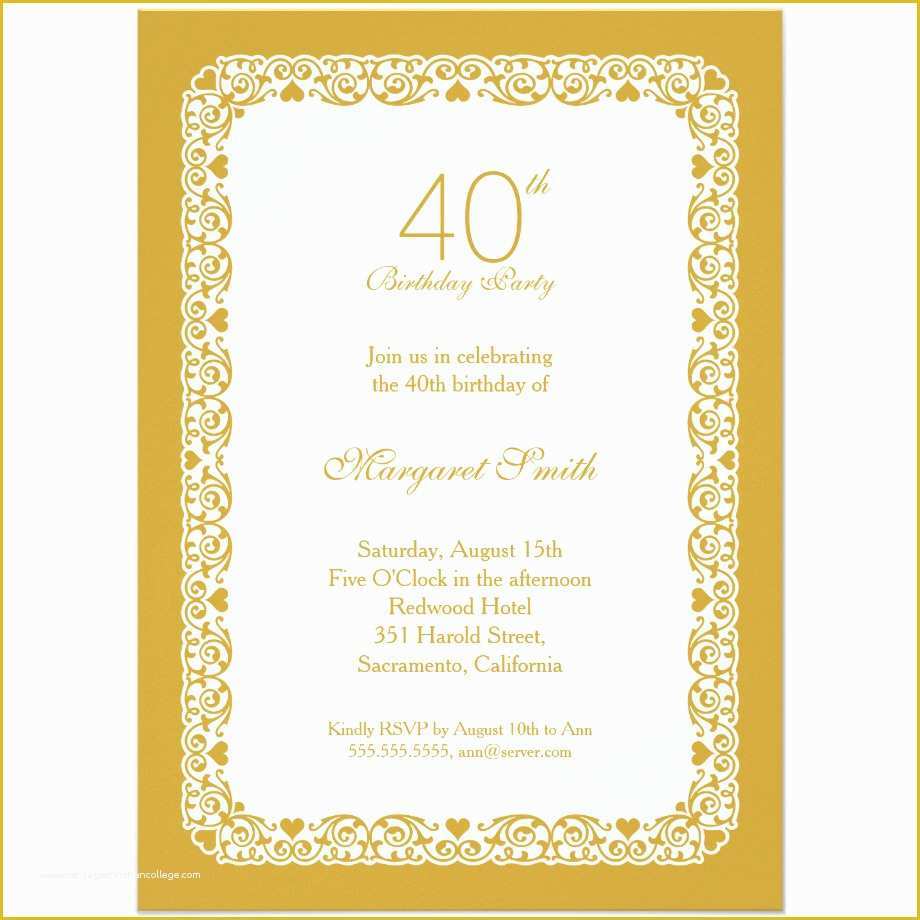 40th Birthday Invitation Templates Free Printable Of 40th Birthday Party Invitations Wording – Bagvania Free