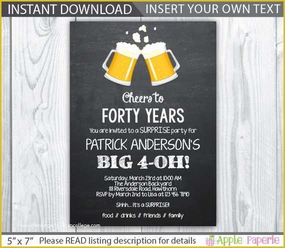 40th Birthday Invitation Templates Free Printable Of Items Similar to 40th Birthday Invitation 40th Birthday