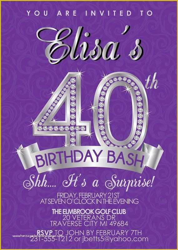 40th Birthday Invitation Templates Free Printable Of Surprise 40th Birthday Invitation Adult Birthday Invite