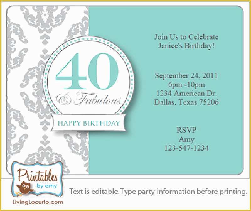 40th Birthday Invitation Templates Free Printable Of Surprise 40th Birthday Invitation Free Template