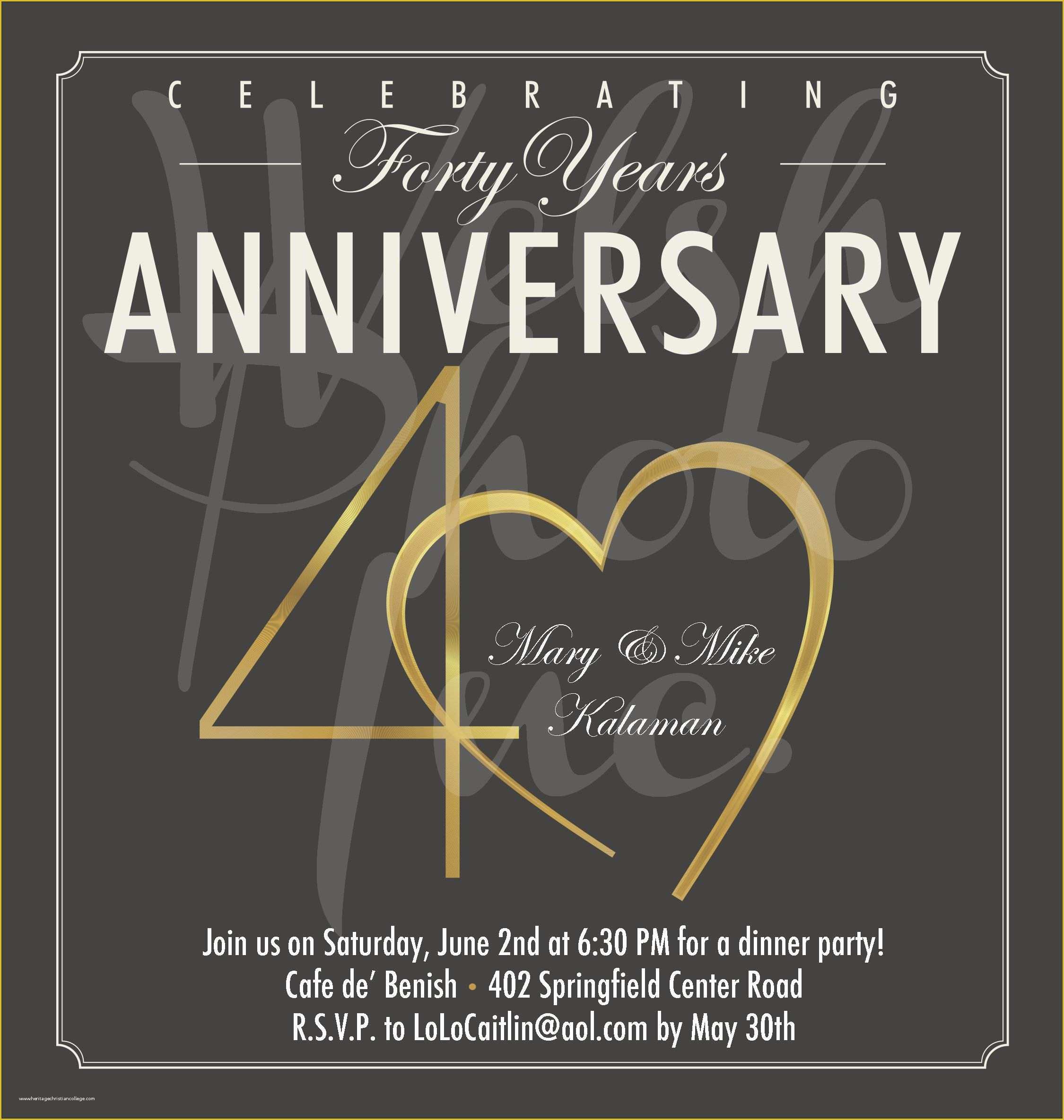 40th Invitations Free Templates Of 40th Anniversary Invites 40th Anniversary Invite Wording
