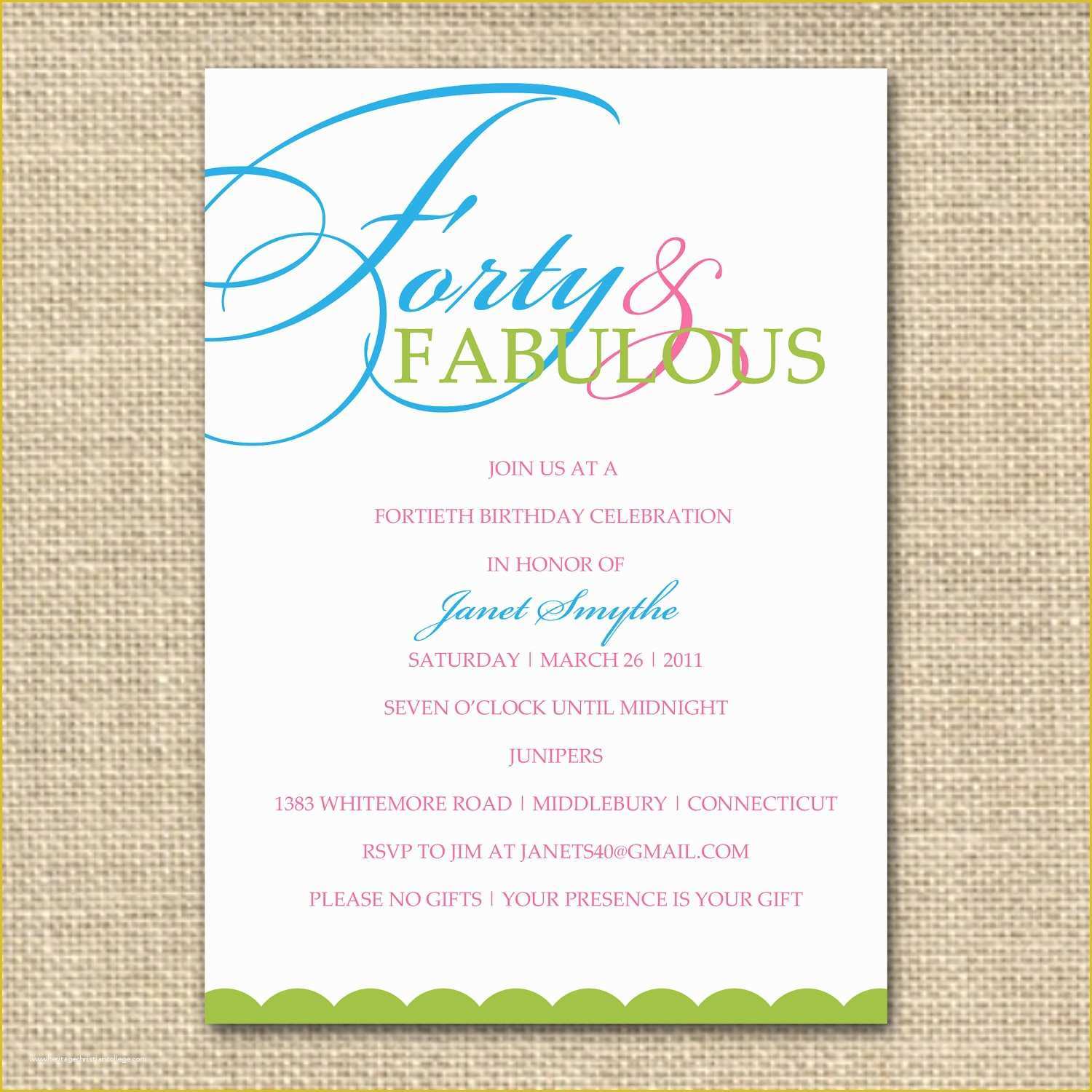 40th Invitations Free Templates Of 40th Birthday Invitation Template