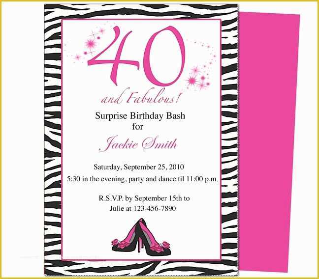 40th Invitations Free Templates Of 40th Birthday Invites Fabulous 40th Birthday Invitation