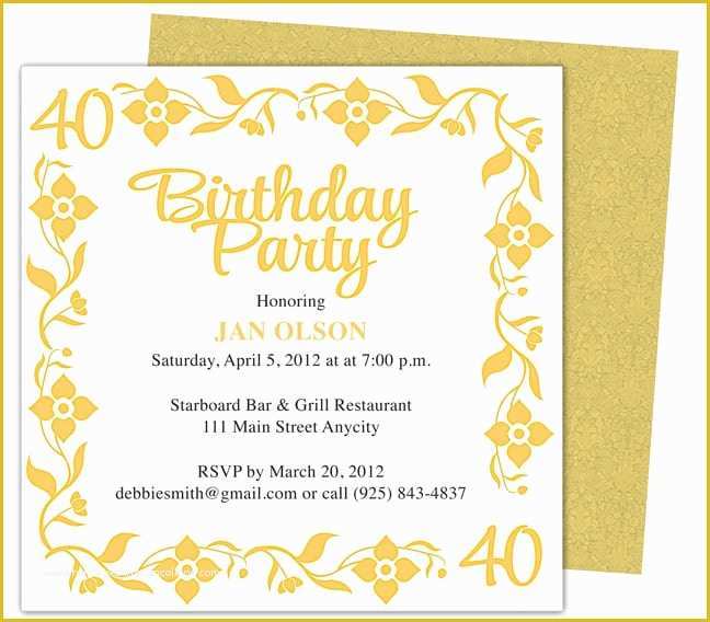 40th Invitations Free Templates Of 40th Party Invitation Template Free