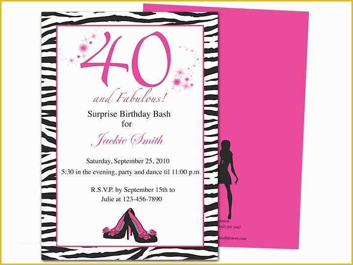 40th Invitations Free Templates Of 40th Party Invites