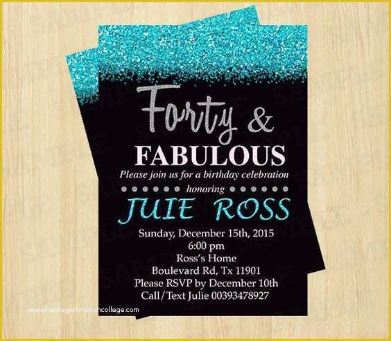 40th Invitations Free Templates Of Birthday Invitations for Women forty and Fabulous