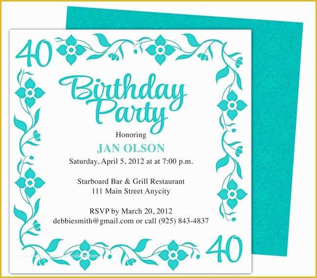 40th Invitations Free Templates Of Border 40th Birthday Party Invitation Templates Shown Here