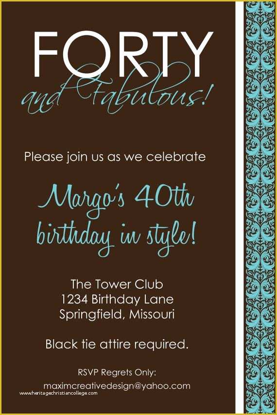 40th Invitations Free Templates Of Diy Printable Invitation Birthday Party Birthday