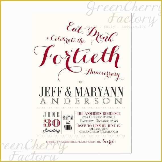 40th Invitations Free Templates Of Items Similar to 40th Wedding Anniversary Invitation