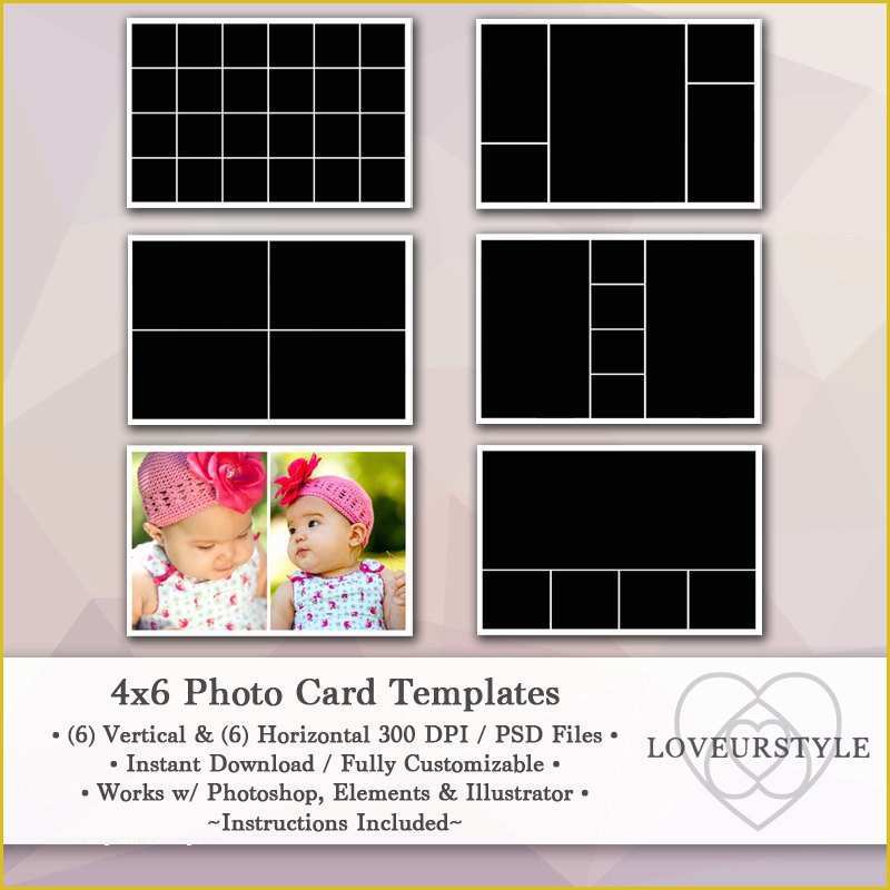 4x6 Photo Collage Template Free Of 4x6 Template Pack 12 Card Templates