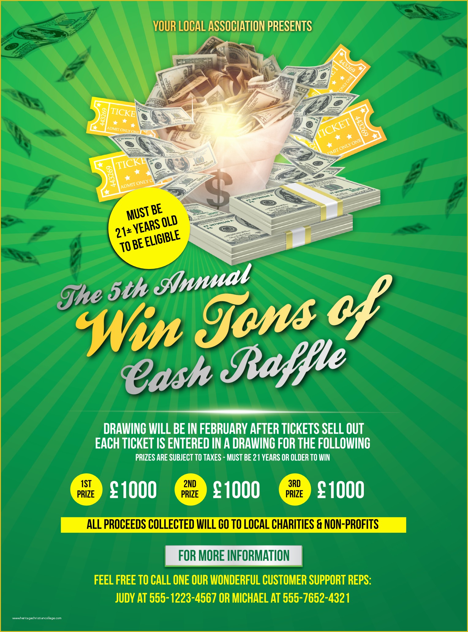 50 50 Raffle Flyer Template Free Of Cash Raffle Green Flyer