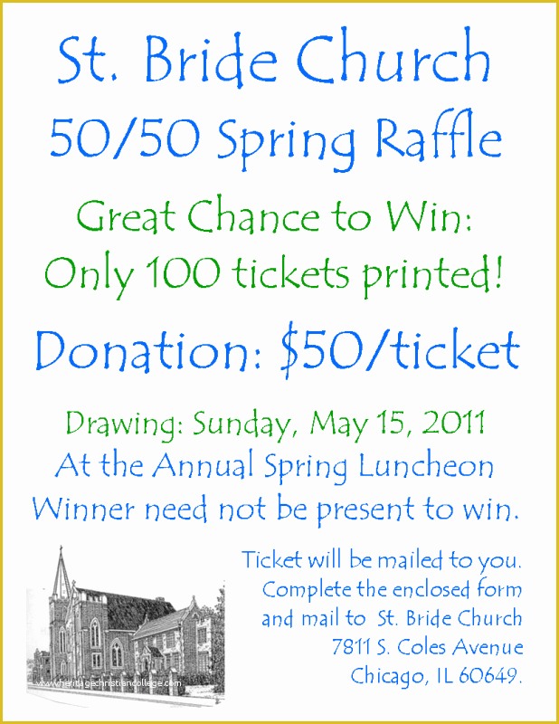 50 50 Raffle Flyer Template Free Of Church Of Saint Bride Annual Spring Luncheon 50 50