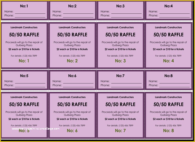 50 50 Raffle Ticket Template Free Of 20 Free Raffle Ticket Templates with Automate Ticket