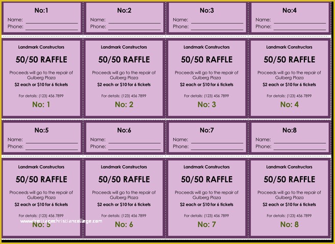 50 50 Raffle Ticket Template Free Of 20 Free Raffle Ticket Templates with Automate Ticket